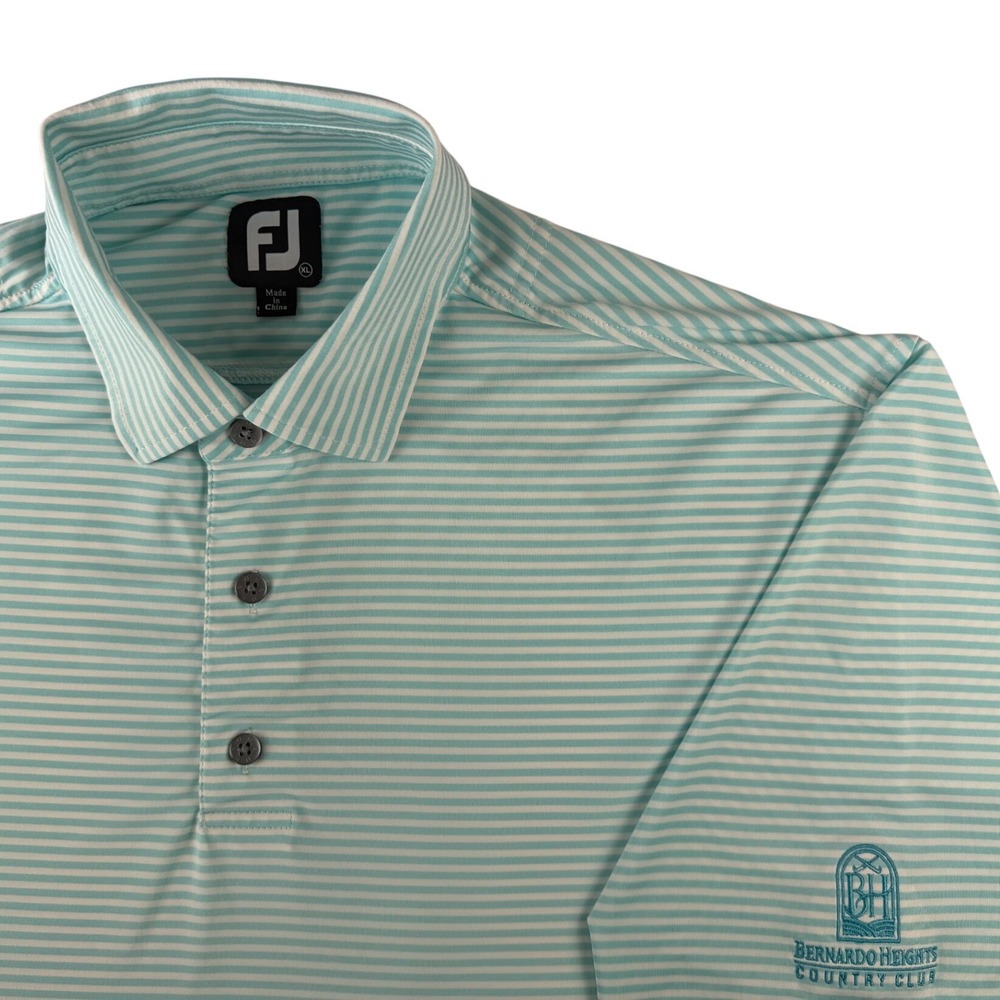 FootJoy FJ Golf Polo Shirt Men XL Blue Striped Bernardo Heights Country Club